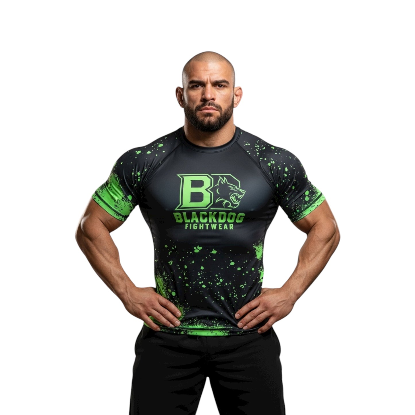 Rashguard Blackdog Green Rage - manches courtes